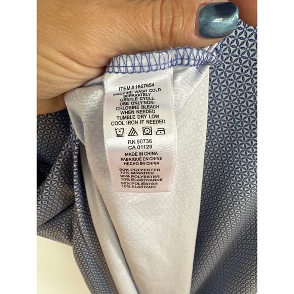 Hickey Freeman Blue Geometric Golf Polo Shirt Size Large, EUC - Picture 5 of 7